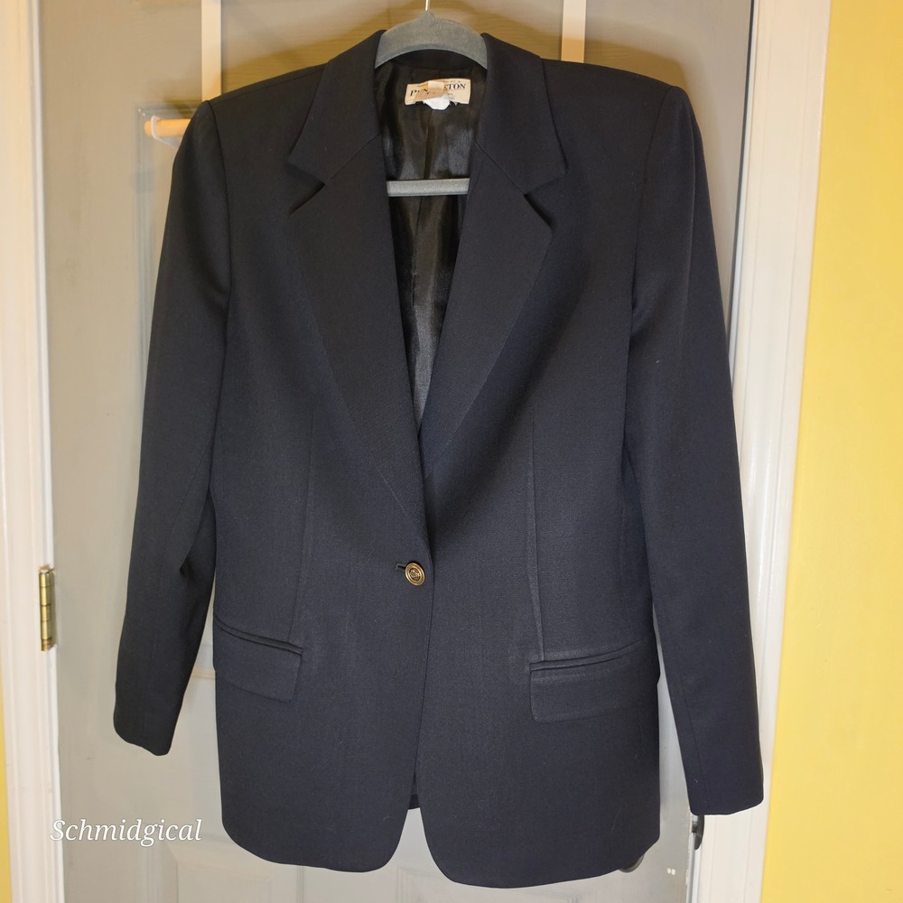 Vintage Pendleton Navy Blue 100% Virgin Wool Blazer Crest Button Jacket Size 4
